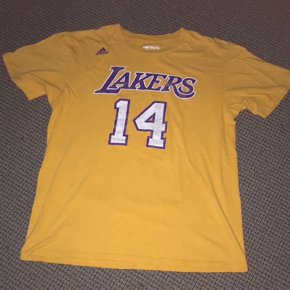 adidas Gold Los Angeles Lakers #14 Short Sleeve Tee Brandon Ingram